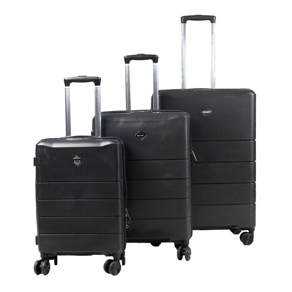 Bubule | 3 Piece Hard Outer Shell Luggage Set | PPL10 45/55/65cm | Black