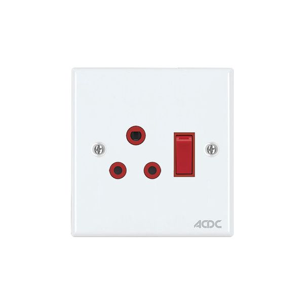 ACDC - 1x16A Dedicated White Switched Socket Outlet Steel Plate