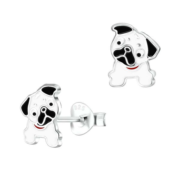 Buldog Puppy Enamel and Sterling silver Earrings