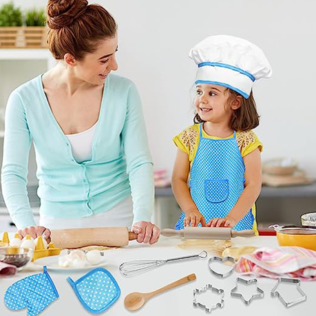 Kids Apron Set Chef Costume Set For Children Apron Chef Hat Spoons