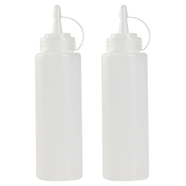 Condiment Squeeze Bottles, Kitchen Squirt Bottles For Liquid - 2 Piece - White