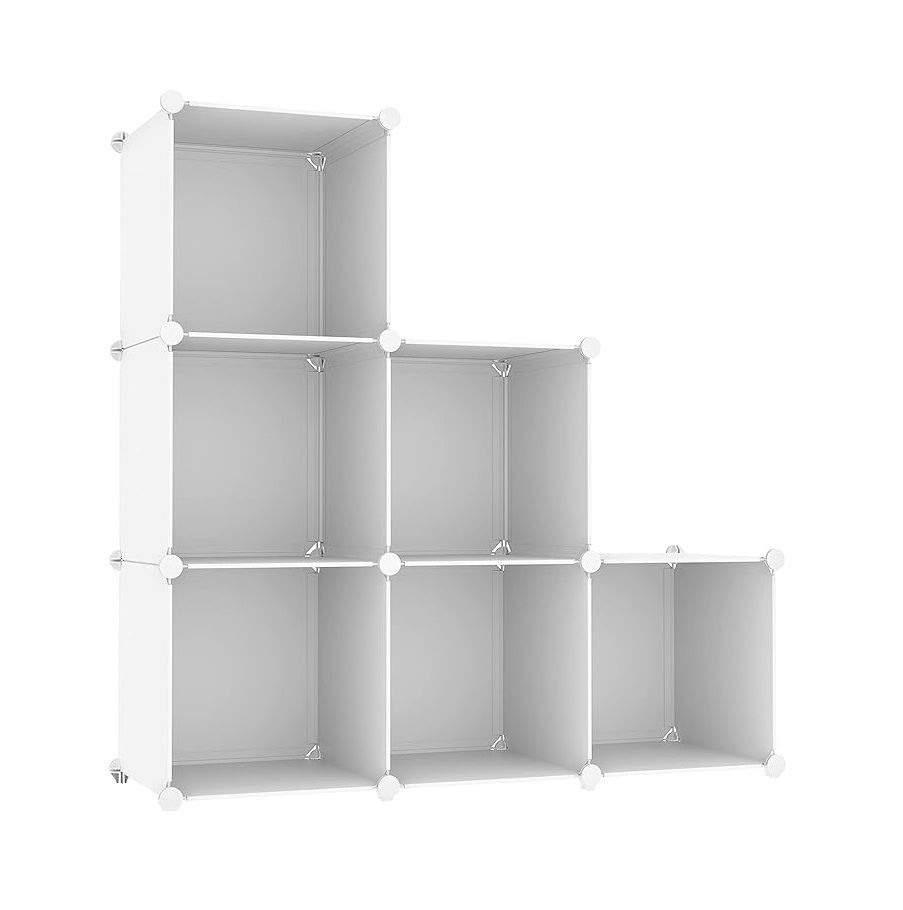 DIY 6 Cube Plastic Storage Home Office Cabinet Closet Book Organizer White
