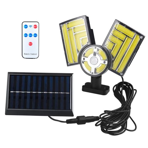 Waterproof Solar Powered Human Induction Adjustable Head Wall Lamp 120COB