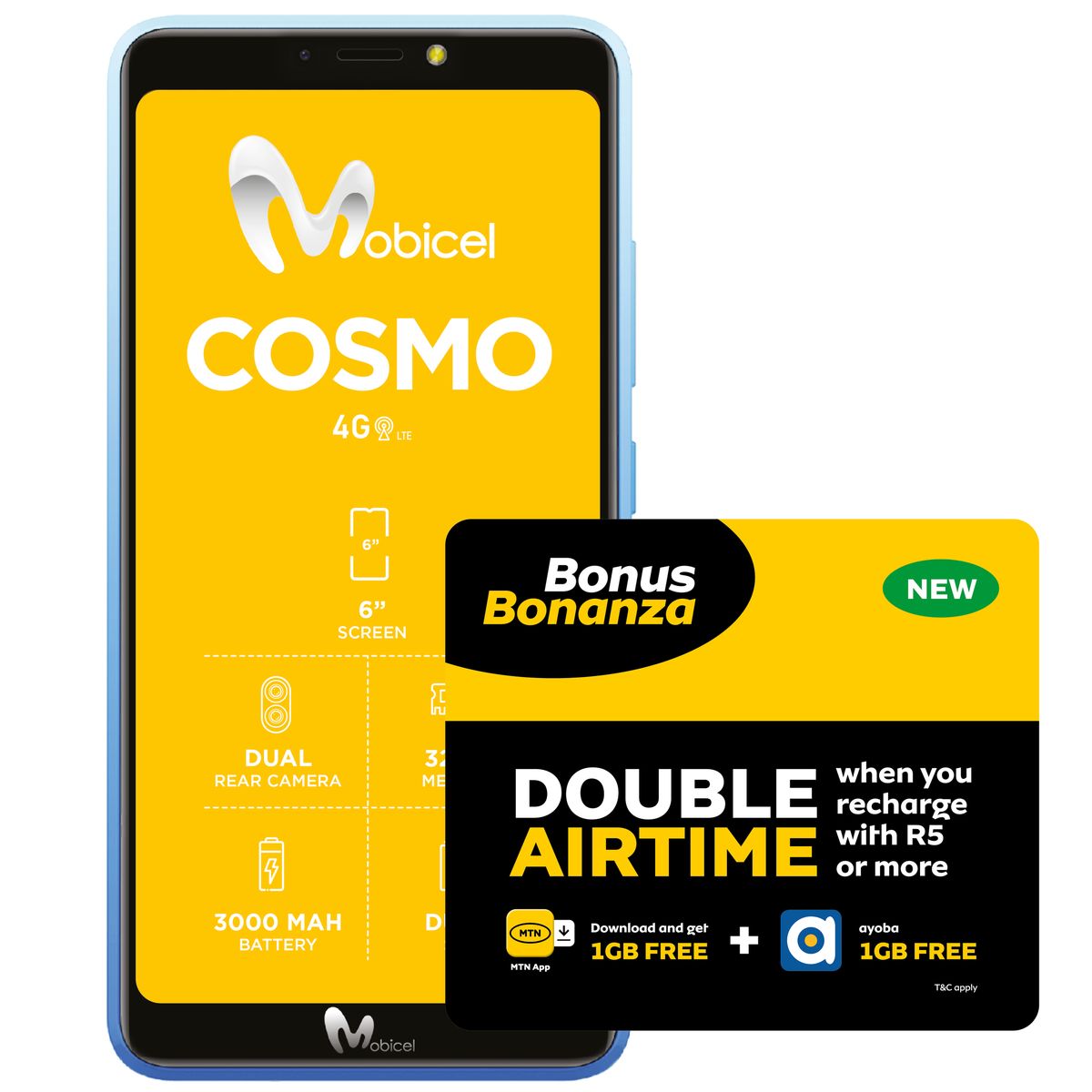 Mobicel Cosmo 16GB LTE Dual Sim - Blue(NL) + MTN SIM KIT & LTE Device ...