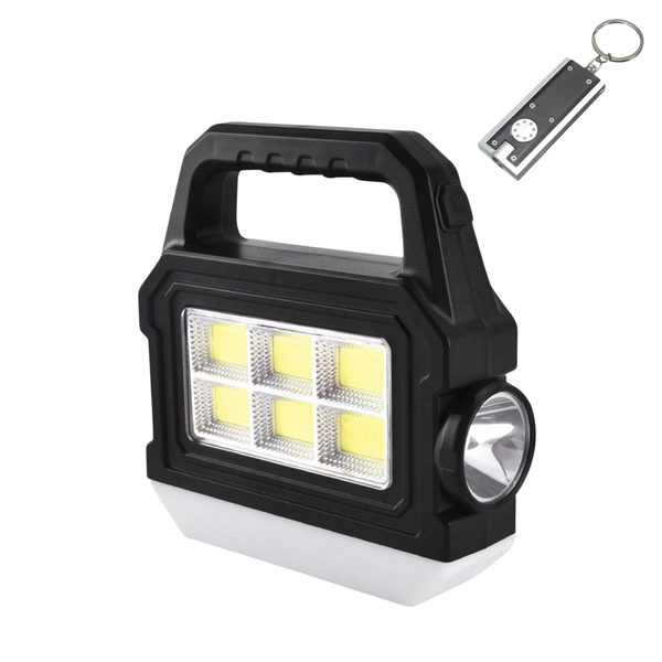 Solar-Powered Rechargeable Handheld Torch with Keyring Torch - 2 Pack