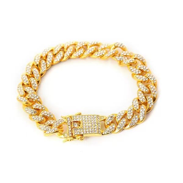 Hip Hop Fashion Cuban Rhinestone Bracelet-20cm