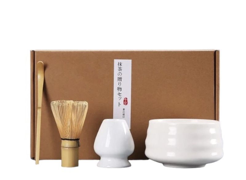4 Piece Japanese Matcha Gift Set With Handmade Bamboo Whisk