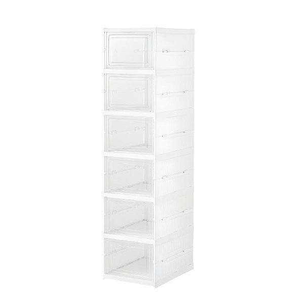 Clear Plastic Stackable Shoe Organizer For Closet 6 Layer