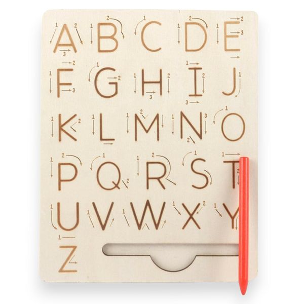 Montessori AlphaTrace Kids Double-Sided Wooden ABC Letter Writing Board