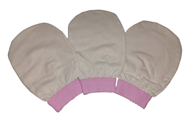 Anti-Bacterial Exfoliating Glove- Cream And Pink x 3