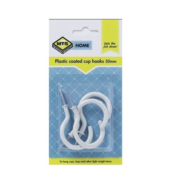 MTS Home Cup Hooks 50mm P/Coated 4 Pieces