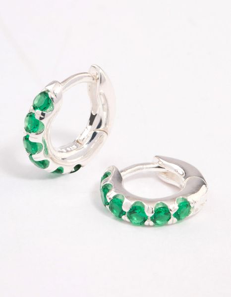 Sterling Silver Cubic Zirconia Basic Huggie Earr image