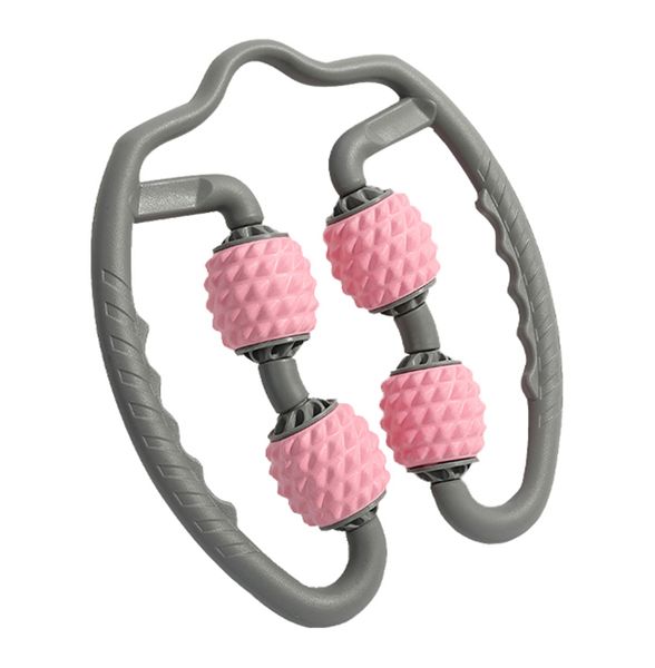 4 Wheels Leg Neck Arm Muscle Relax Massage Roller(Grey and Pink)