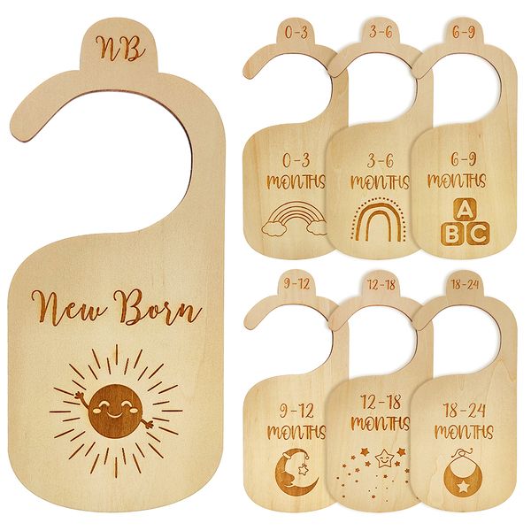 Chenshia 7pc Wooden Baby Closet Dividers Double Sided Tags by Months - Home