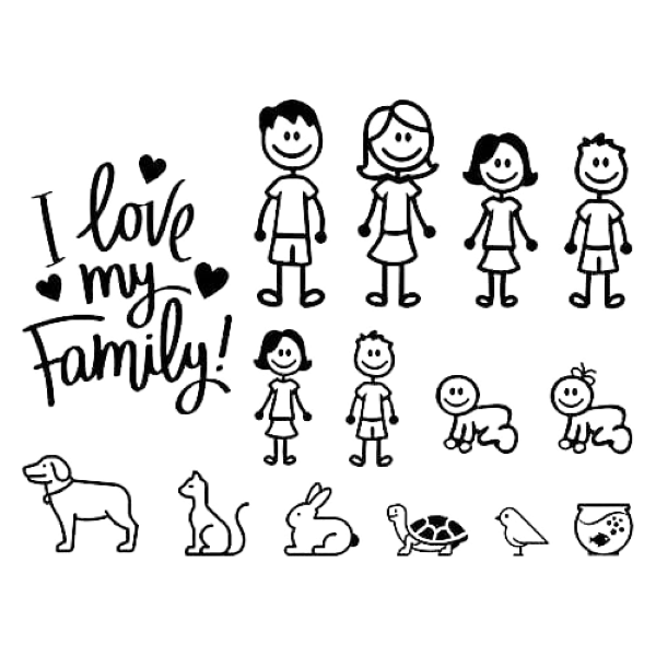 I love My Family Multi-Purpose Car Stickers- Black