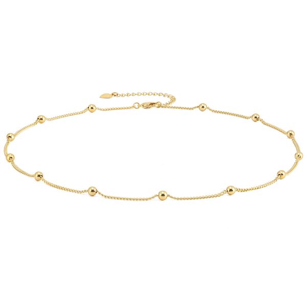 Gold Beaded Chain Necklace for Women