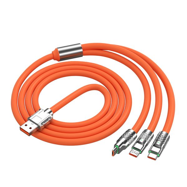 1.2-Meter USB 3-in-1 Cable with 120W Fast Charging in Orange