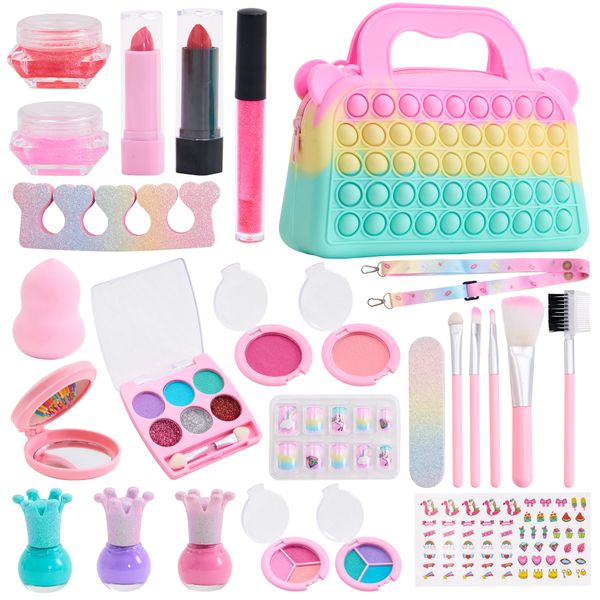 Kids Makeup Kit Non-Toxic Washable Cosmetic Toys for Girls, Princess