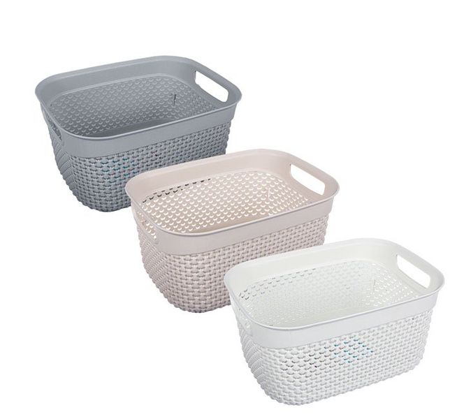 Basket Plastic 23cm x 17cm x 12cm Drop Pattern 3.5L (3 Pack)
