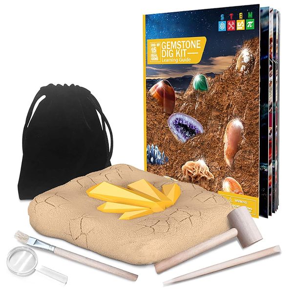 15 Real Gemstones Dig Kit Science Kit Educational Tribal Toys Gift