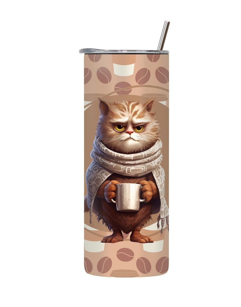 Cat 20 Oz Tumbler with Lid Straw Trendy Coffee Graphic Design Present ...