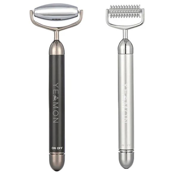2 in 1 Face Massage Roller, Electric Hot&amp;Cold Terahertz Stone Facial Roller