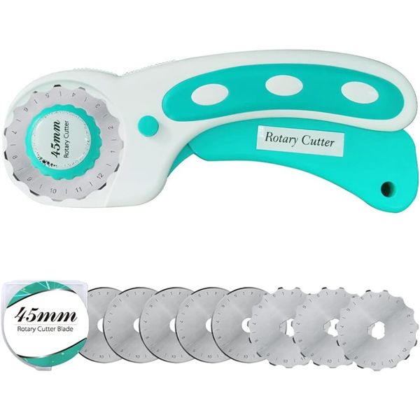 45mm Rotary Cutter with 5pcs Extra Blades, Ergonomic Handle Rolling Cutter