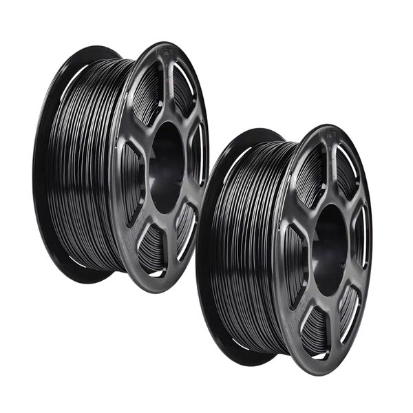 2 Pack PLA Filament 1.75mm 3D Printer Filament Black 1KG Smooth Printing