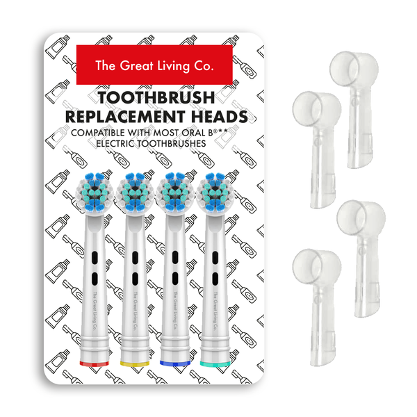 Toothbrush Heads for Oral-B Precision Clean &amp; Toothbrush Covers - 4 Pack