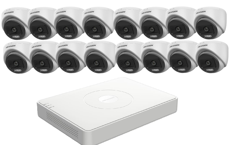 Hikvision 16CH DVR + 16 Dome 24/7 Color Audio Cameras | SBR Bundle