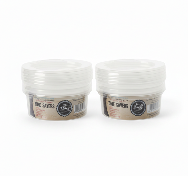 Home 'N Leisure Clear Round Storage Containers 4 Piece 250ml 4cm - 2 Pack