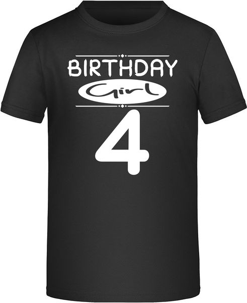 Birthday Girl 4th Birthday Tshirt Gift-Black