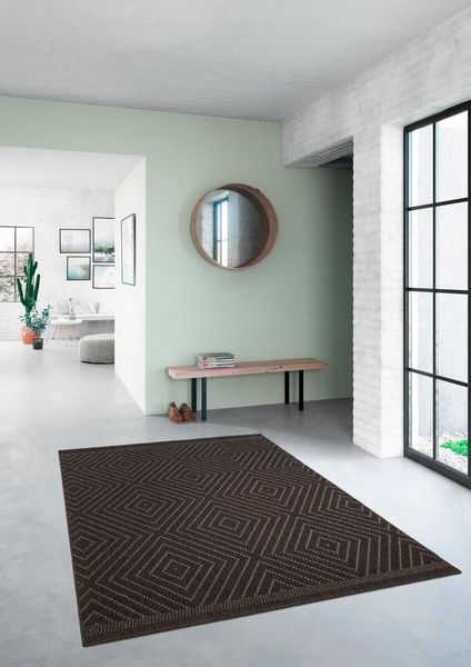 Rug Warehouse Poppy Diamond Design - Grey Black Diamond Patio-Grac