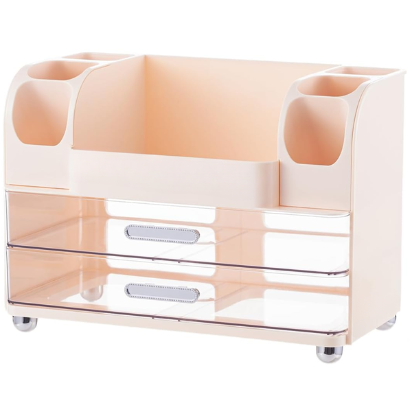 3-Tier 2-Drawer 9 Compartment Bathroom Organiser Makeup Storage Countertop