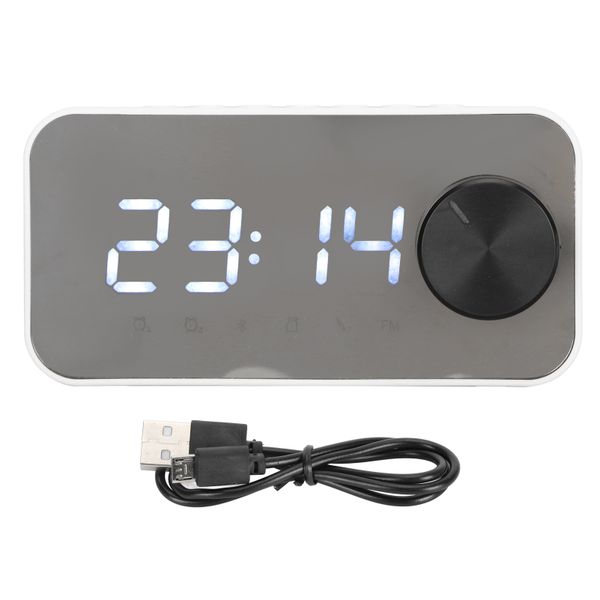 Bluetooth Speaker Temperature Display Voice Broadcast Alarm Clock White
