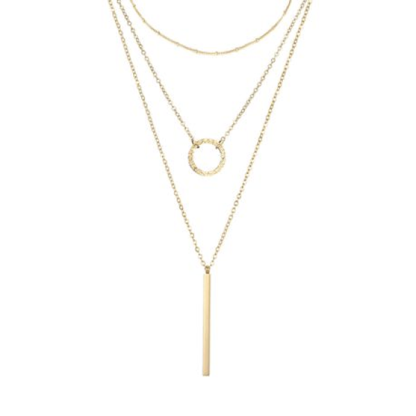Necklace Clavicle beads Chain Multi-layer circle ring pendant vertical bar choker