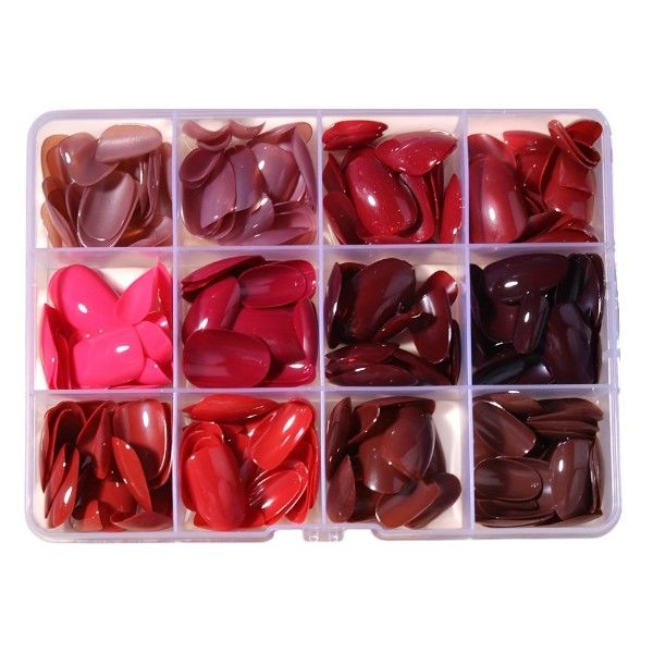 288 Piece - Oval-Shaped Short Nails Set - Multi-Color