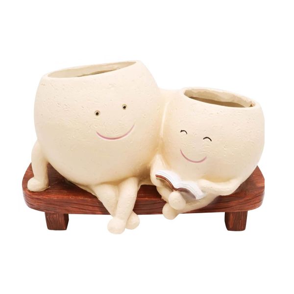 Smily Face Planter Pot for Plants, Cute Double Head Planters for Plants