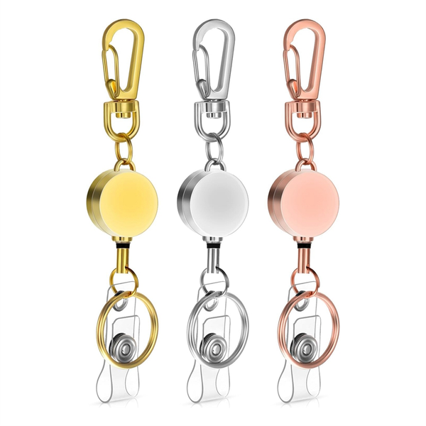 Metal Retractable Badge Reel, Heavy Duty Retractable Keyring Chain