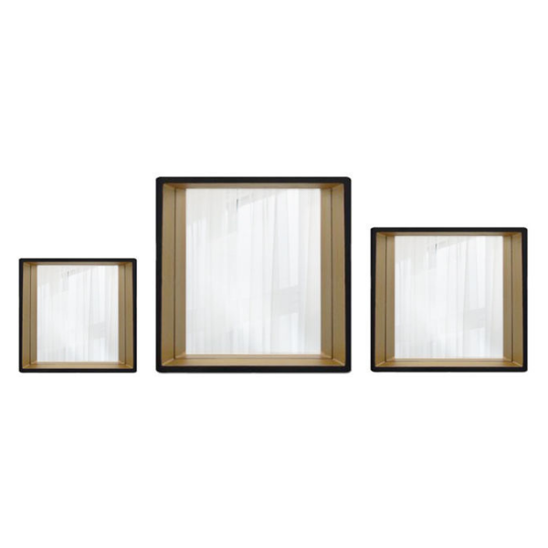 Modern Black and Brown Square Mirror Set