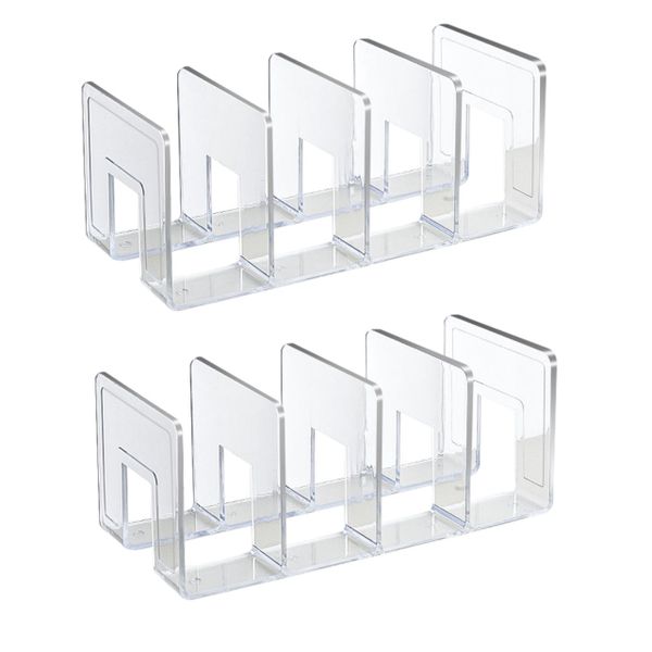 4 Grid Bookstand Desk File Organizer Wardrobe Handbag Organizer - 2 Pack