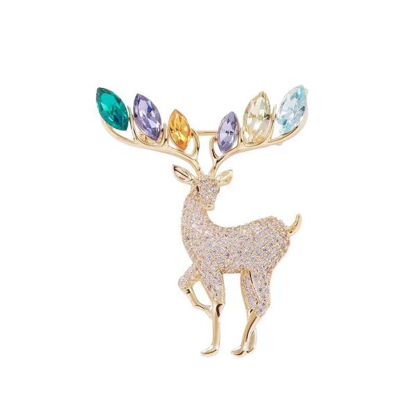 Niche luxury Blue Crystal Deer Brooch