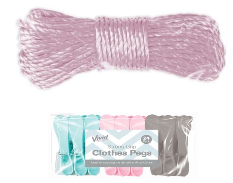 Bundle - Washing Line &amp; Pegs.Pink