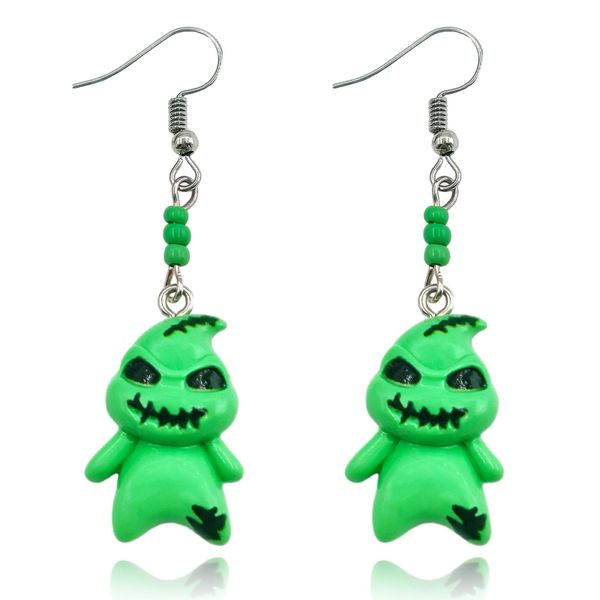 Spooky Green Spirit Earrings Small Dangle Drop Ear