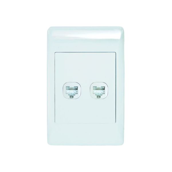 2 x Cat6 Socket Outlet 2x4 C/W Silver Cover Plate