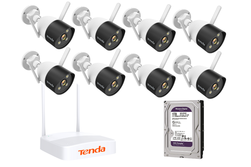 Tenda 8 Channel Wireless 2K Video Security Kit + 1 TB HDD