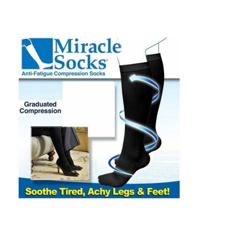 Miracle Socks Anti-Fatigue Compression Socks, Unisex Black, Black