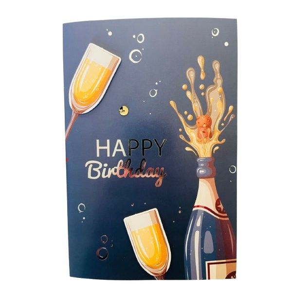 Light Up Musical Happy Birthday (Champagne) Greeting Card