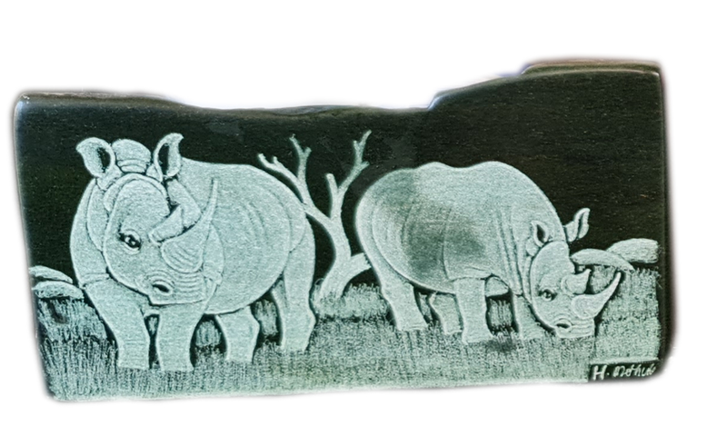 Verdite Rhino Hand Carved Green Stone