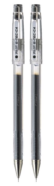 Pilot G-Tec-C4 Gel 0.4mm Needle Tip Pen Pack of 2 - Black
